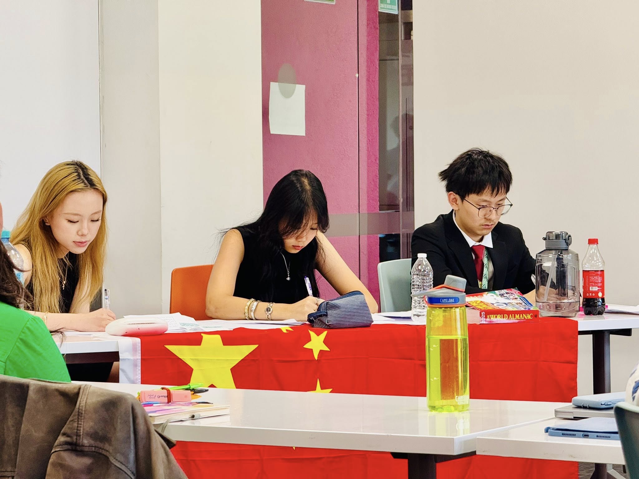 Team China with USA flags